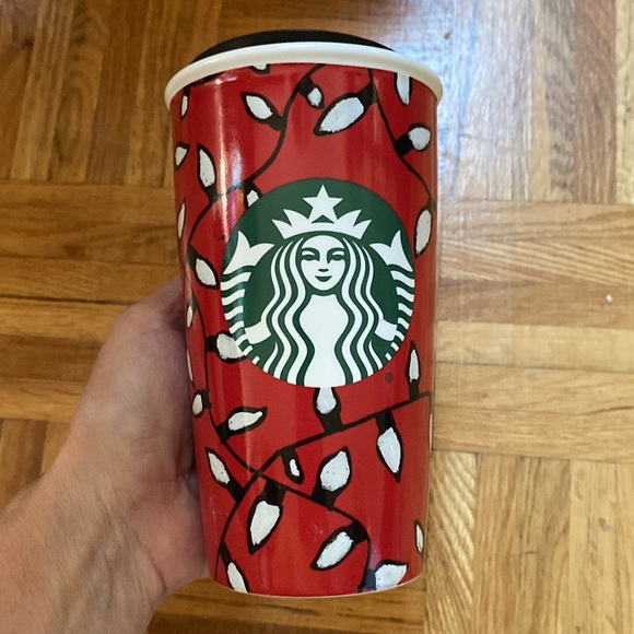 Starbucks Christmas lights 2016 Ceramic Travel Coffee Mug Tumbler 12 oz - Picture 1 of 8